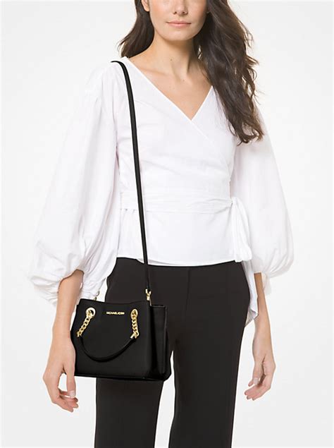 michael kors teagen small black|Teagen Small Pebbled Leather Messenger Bag .